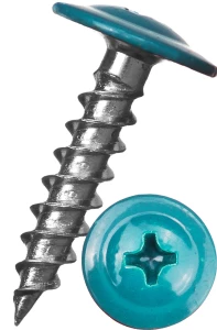 Саморез с прессшайбой, острый, RAL5021(мор. волна)