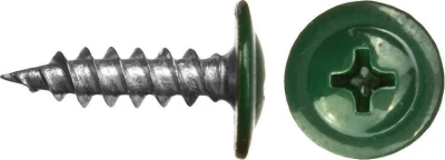 Саморез с прессшайбой, острый, RAL6005(зел. мох)