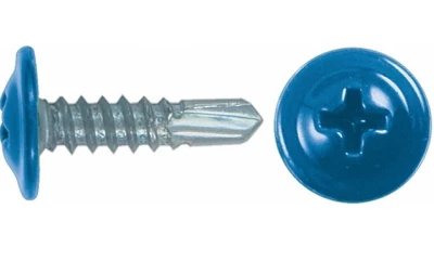 Саморез с прессшайбой, сверло, RAL5002(синий.)