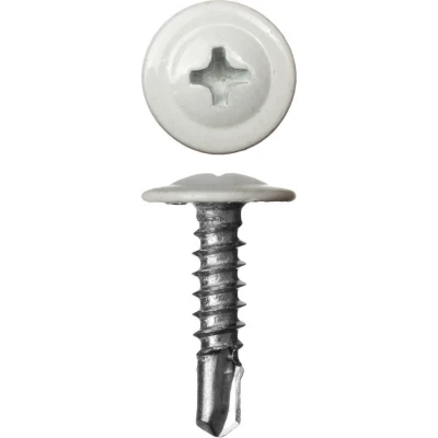 Саморез с прессшайбой, сверло, RAL9003(белый)